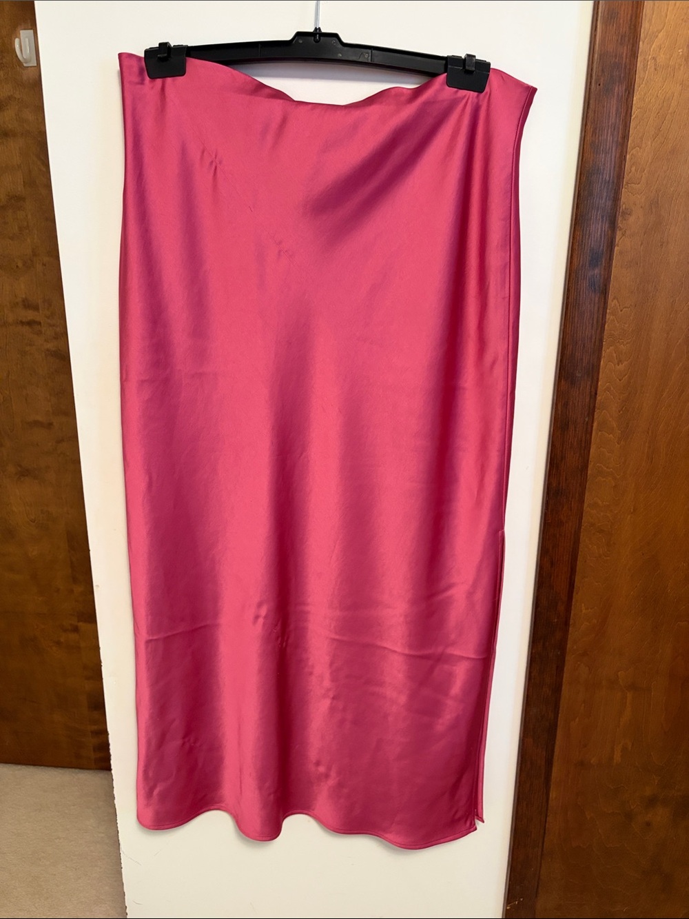 Satin Maxi Skirt in Vibrant Pink